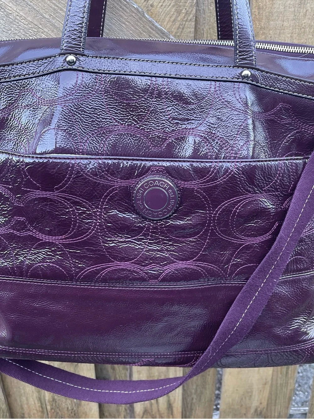 Coach F19256 XL multi function tote/diaper bag Plum